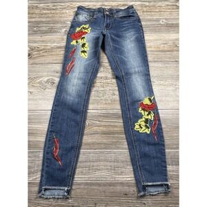 Indigo Rein Ankle Skinny Jeans Chili Pepper/Floral Junior's Size 1 ~Art To Wear‎